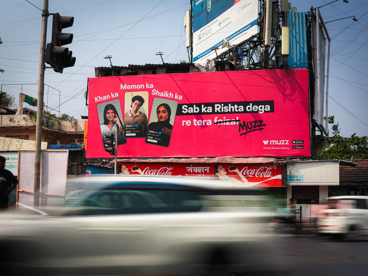 Muzz billboard campaign in Mumbai promoting the Muslim marriage app