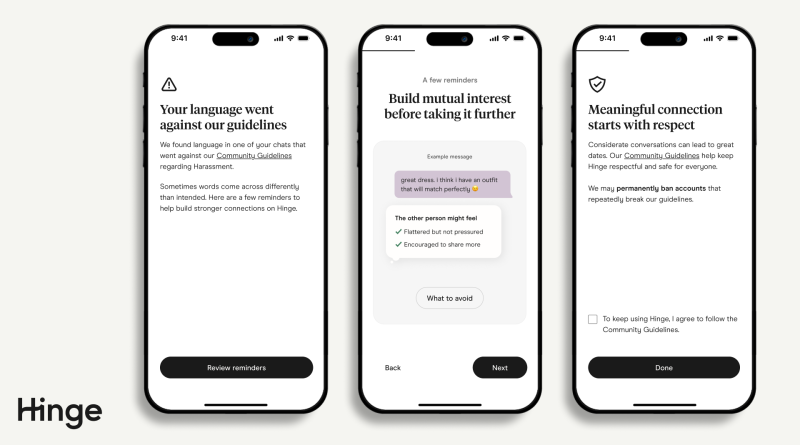 Hinge Introduces Educational Warnings for Inappropriate Messages